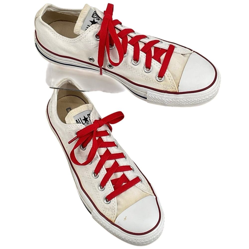 Converse Chuck Taylor All Star Low Top White Red Sneaker Red Laces Unisex M6 W8